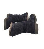 Cizme dama 39, piele intoarsa, negru, imblanite - imagine 4