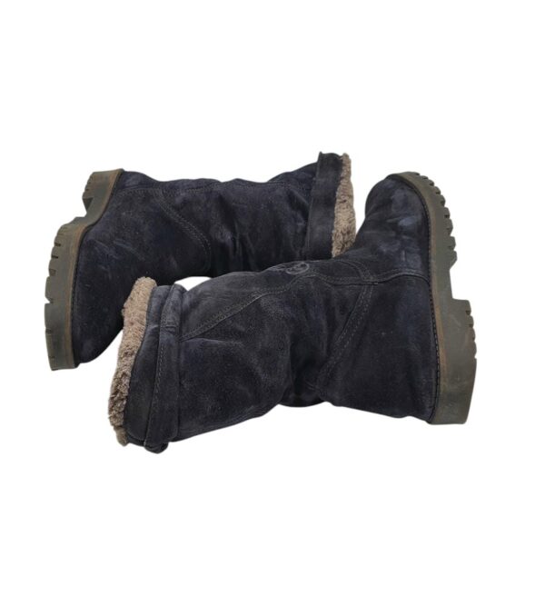 Cizme dama 39, piele intoarsa, negru, imblanite - imagine 4