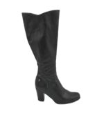 Cizme dama Caprice 37, piele, negru, imblanite