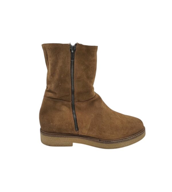 Cizme dama Cara 41, piele intoarsa, maro, imblanite - imagine 1