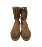 Cizme dama Cara 41, piele intoarsa, maro, imblanite - imagine 3