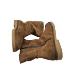 Cizme dama Cara 41, piele intoarsa, maro, imblanite - imagine 4