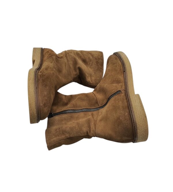 Cizme dama Cara 41, piele intoarsa, maro, imblanite - imagine 4