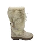 Cizme dama 40, material textil, alb crem , captusite