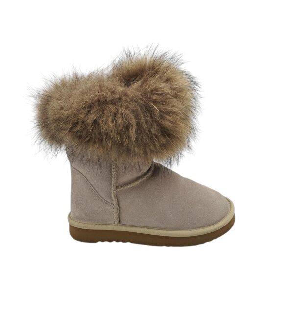 Cizme dama 37, piele intoarsa, bej, imblanite - imagine 1