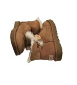 Cizme dama Ugg 37, piele intoarsa, maro, imblanite - imagine 4