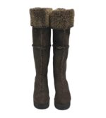 Cizme dama 37, imitatie de piele, material textil, maro, imblanite - imagine 3