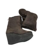 Cizme dama 37, imitatie de piele, material textil, maro, imblanite - imagine 4