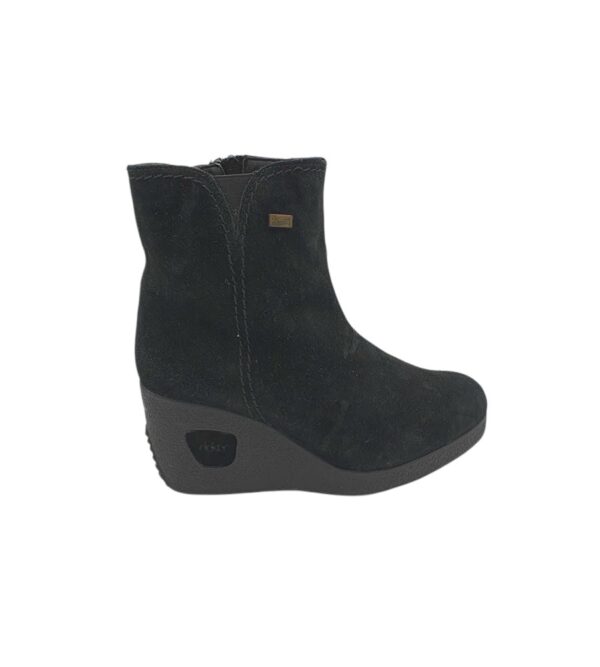 Botine dama Rieker 41, piele intoarsa, negru - imagine 1