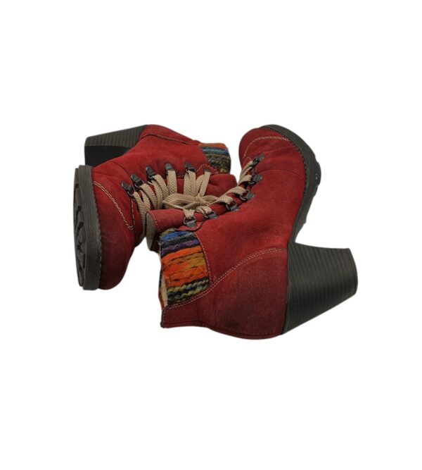 Botine dama Rieker 39, material textil, rosu - imagine 4