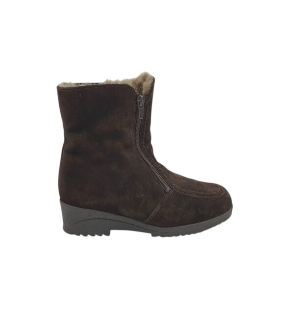 Cizme dama 38, piele intoarsa, maro, imblanite - imagine 1