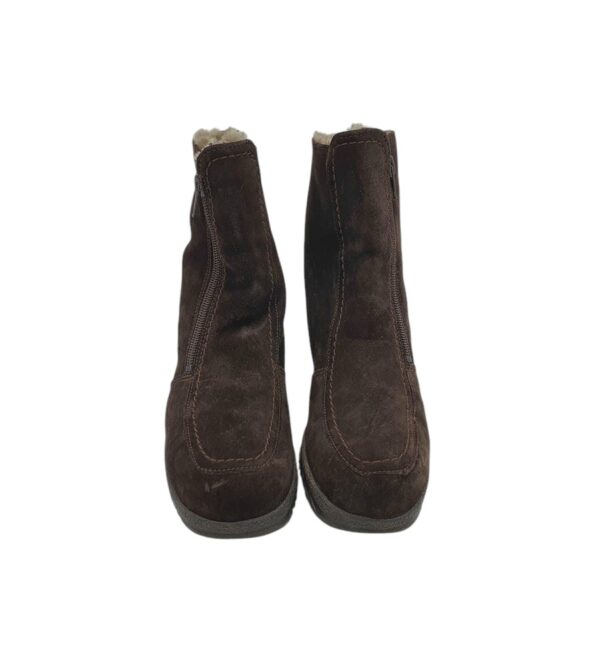 Cizme dama 38, piele intoarsa, maro, imblanite - imagine 3