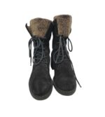 Ghete dama Paul Green 40, piele intoarsa, negru, imblanite - imagine 3