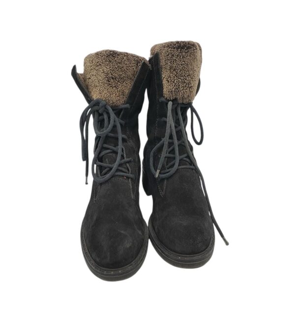 Ghete dama Paul Green 40, piele intoarsa, negru, imblanite - imagine 3