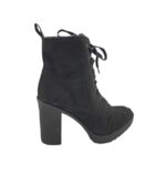 Botine dama 39, material textil, negru, imblanite