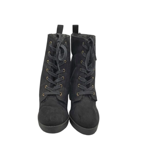 Botine dama 39, material textil, negru, imblanite - imagine 3