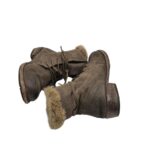 Ghete dama Lavorazione 38, piele intoarsa, bej, imblanite - imagine 4