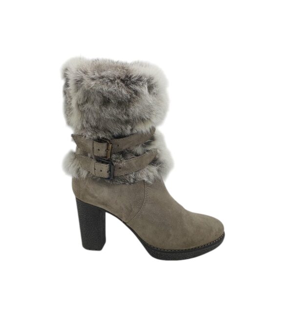 Cizme dama Manas 38, piele intoarsa, imitatie de piele, gri - imagine 1