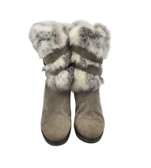 Cizme dama Manas 38, piele intoarsa, imitatie de piele, gri - imagine 3
