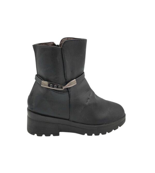 Botine dama 39, imitatie de piele, negru - imagine 1