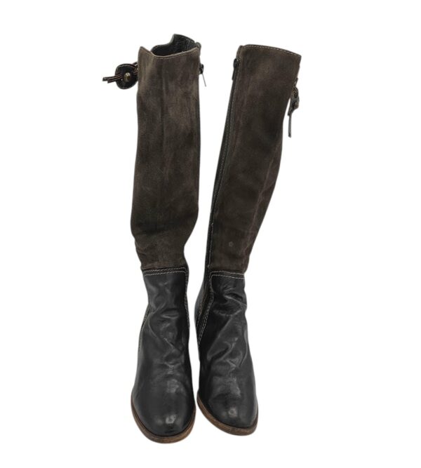 Cizme dama 39, piele, piele intoarsa,  maro negru - imagine 3