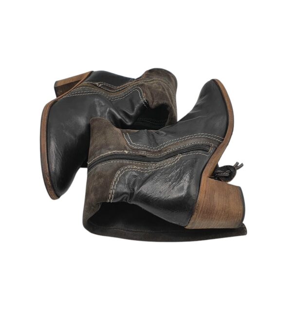 Cizme dama 39, piele, piele intoarsa,  maro negru - imagine 4