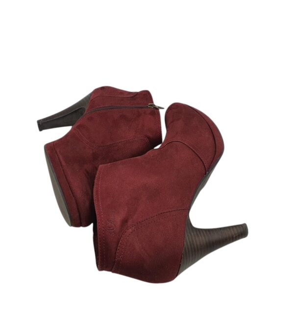 Botine dama S' Oliver 40, material textil, visiniu - imagine 4