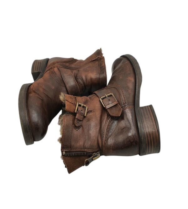 Ghete dama Buffalo 39, piele, maro, imblanite - imagine 4