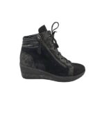 Botine dama Gabor 38, piele intoarsa, negru gri