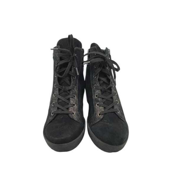 Botine dama Gabor 38, piele intoarsa, negru gri - imagine 3
