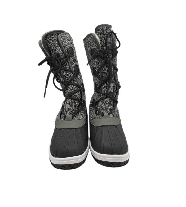 Cizme copii High Colorado 37, material textil, imitatie de piele, negru gri, imblanite - imagine 3