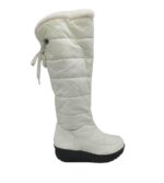 Cizme dama 42, imitatie de piele, material textil, alb, imblanite