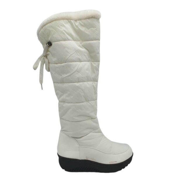 Cizme dama 42, imitatie de piele, material textil, alb, imblanite - imagine 1