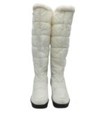 Cizme dama 42, imitatie de piele, material textil, alb, imblanite - imagine 3