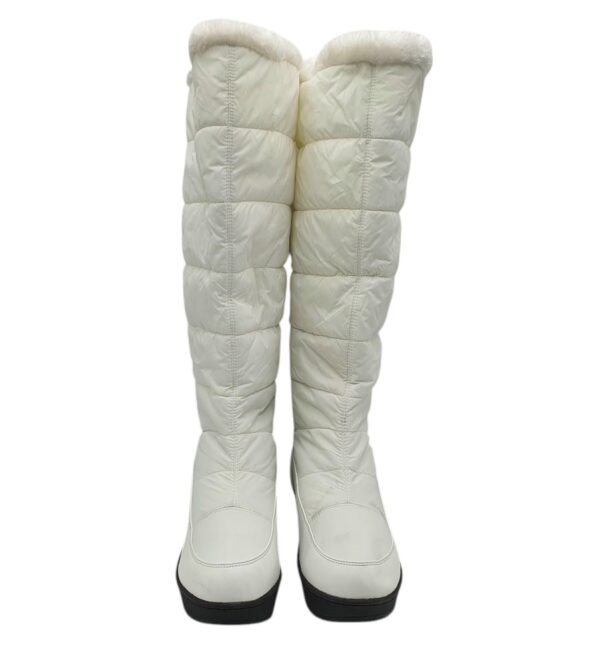 Cizme dama 42, imitatie de piele, material textil, alb, imblanite - imagine 3