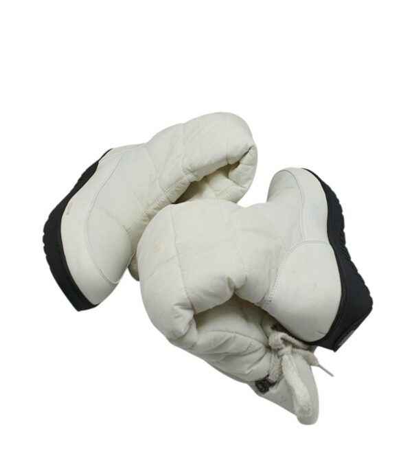 Cizme dama 42, imitatie de piele, material textil, alb, imblanite - imagine 4
