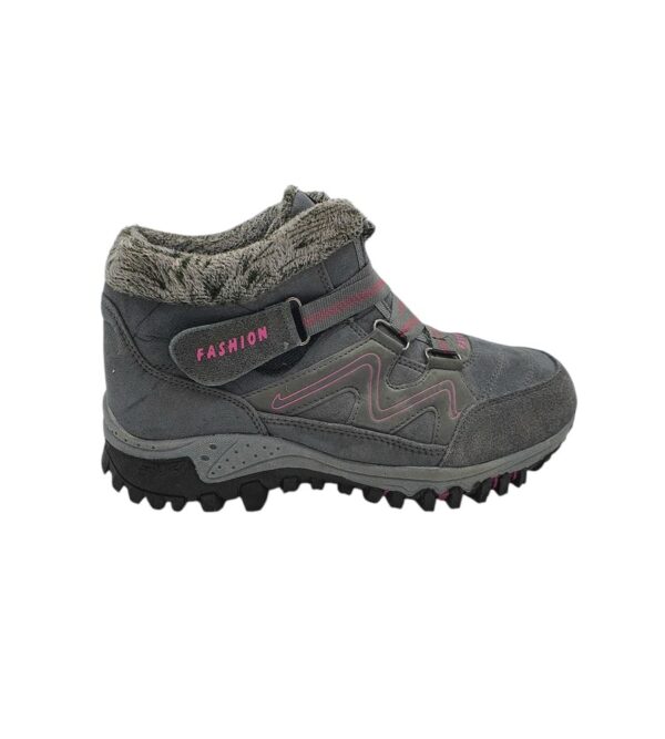 Ghete dama Fashion 42, piele intoarsa, material textil, gri, imblanite - imagine 1