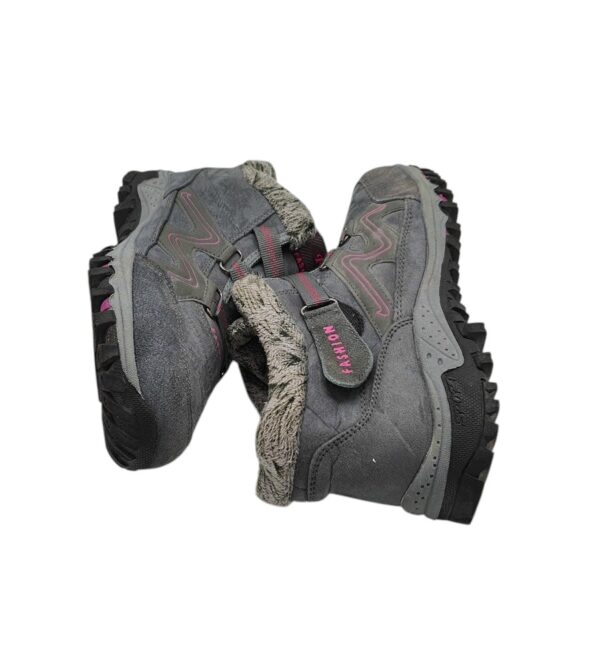 Ghete dama Fashion 42, piele intoarsa, material textil, gri, imblanite - imagine 4