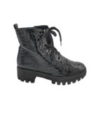 Ghete dama Tamaris 39, imitatie de piele, negru, captusite