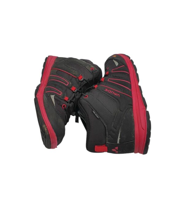 Ghete dama Vaude 38, imitatie de piele, material textil, negru rosu - imagine 4