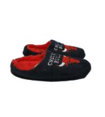 Papuci de casa barbati 43, material textil, negru rosu