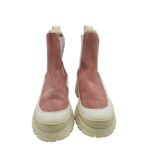 Ghete dama Last 37, piele intoarsa, material textil, roz alb - imagine 3