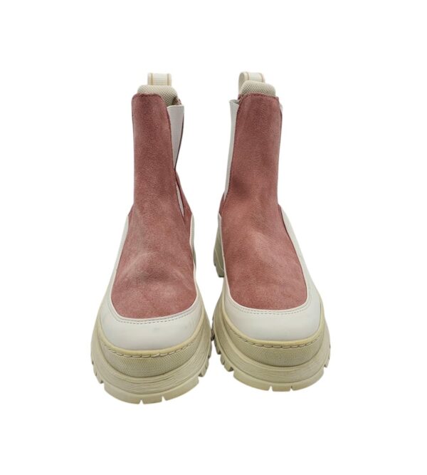 Ghete dama Last 37, piele intoarsa, material textil, roz alb - imagine 3