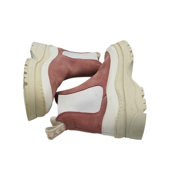 Ghete dama Last 37, piele intoarsa, material textil, roz alb - imagine 4