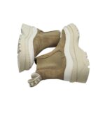 Ghete dama Last 37, piele intoarsa, material textil, bej - imagine 4