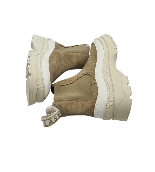 Ghete dama Last 37, piele intoarsa, material textil, bej - imagine 4