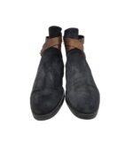 Ghete barbati Pat Calvin  45, piele intoarsa, piele, negru maro - imagine 3