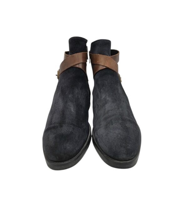 Ghete barbati Pat Calvin  45, piele intoarsa, piele, negru maro - imagine 3