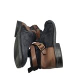 Ghete barbati Pat Calvin  45, piele intoarsa, piele, negru maro - imagine 4