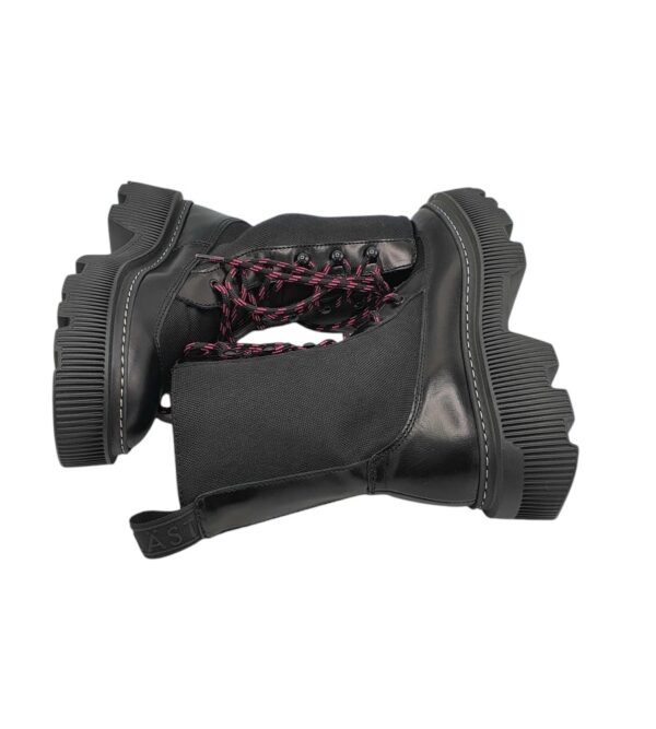 Ghete dama Last 37, material textil, piele, negru - imagine 4